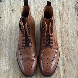 JWN Men’s Brown Leather Wingtip Dress Boots MSGranada 10M